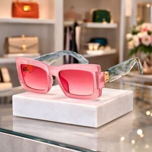 Sunglasses Women Pink & Green Rectangle Jelly Luxury Fashion Designer UV400
